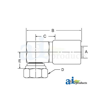 A & I Products HC-FJX90B Female JIC 37 - Swivel - 90 Degree Elbow Block 3 x5 x2 A-FJX90B-08-08
